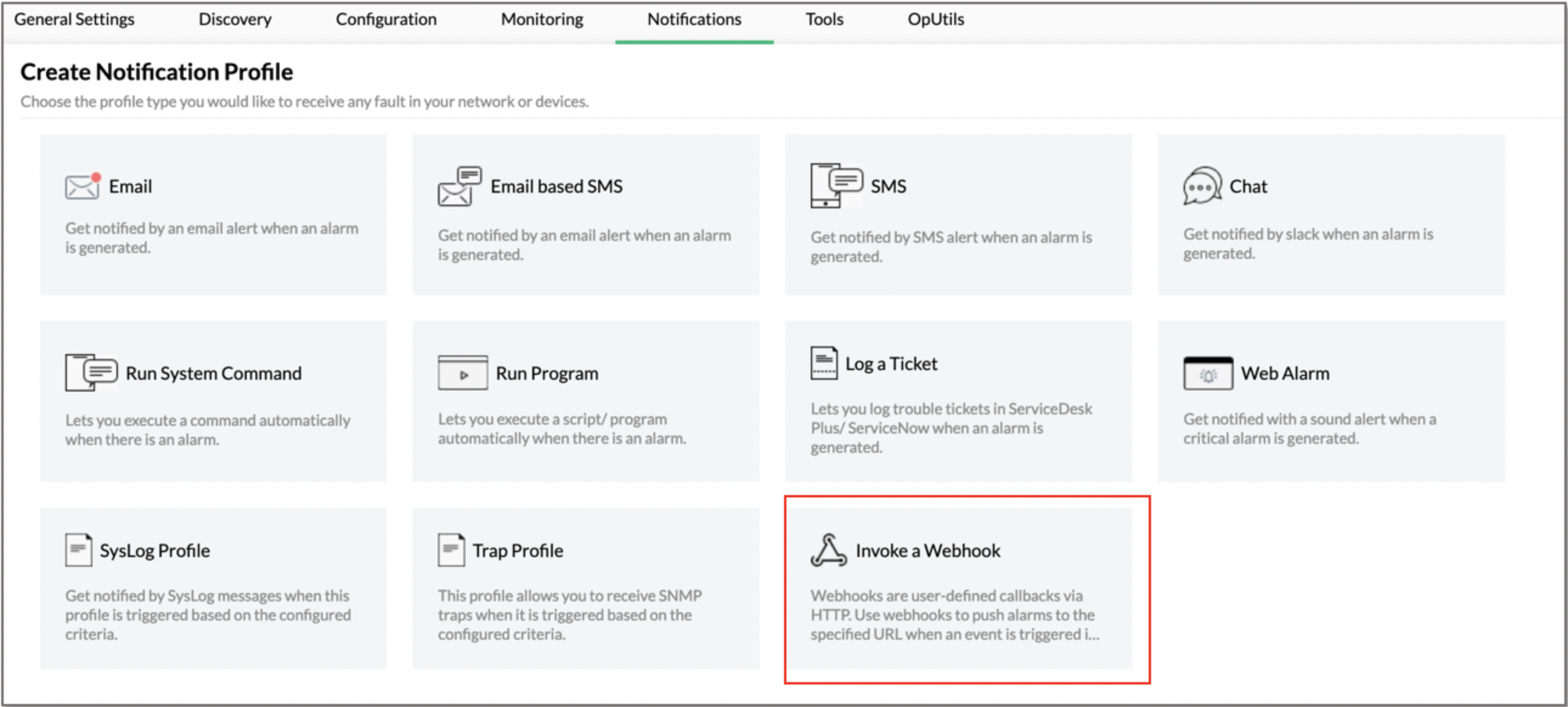 ManageEngine OpManager_create notification profile